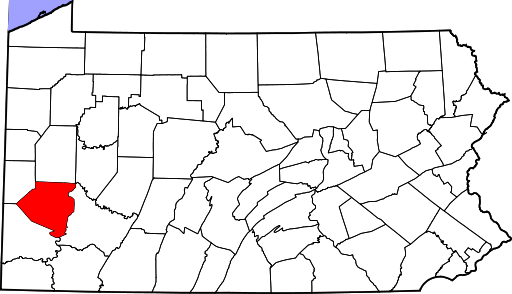 Allegheny County in red on a Pennsylvania map.